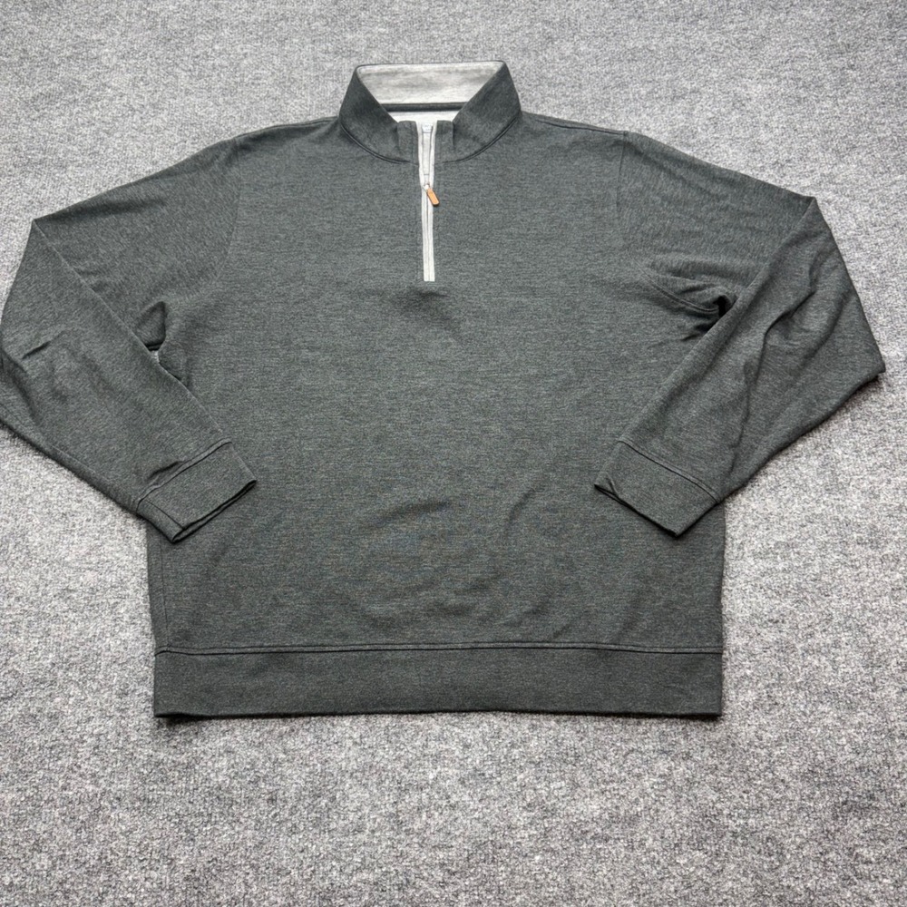 Collars & Co Mens Large Charcoal Gray Quarter Zip Pullover Cotton Modal Sweater